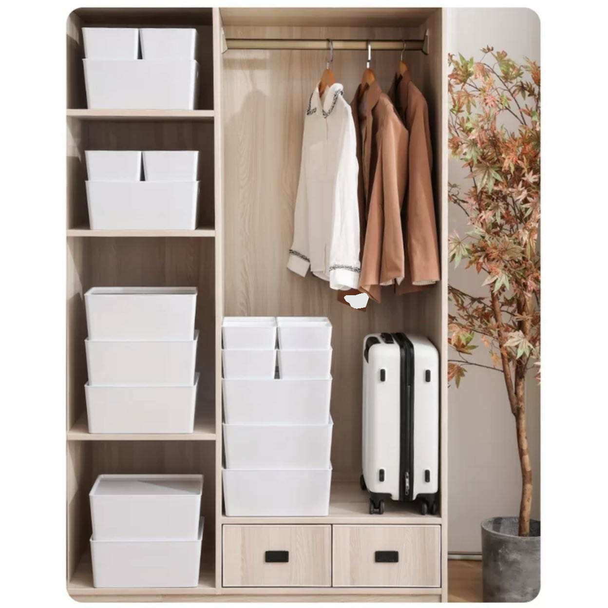 Stackable Square Storage White Stackable Square Storage bins – The Organizing Warehouse