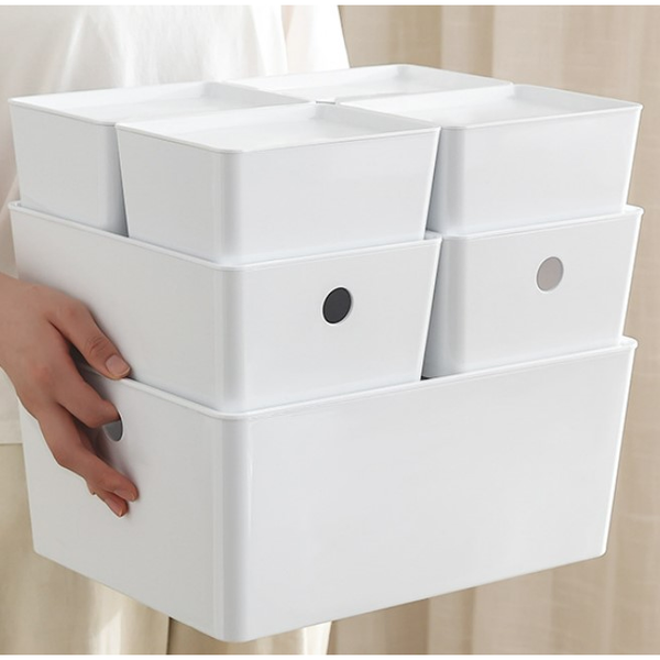 White Stackable Square Storage bins